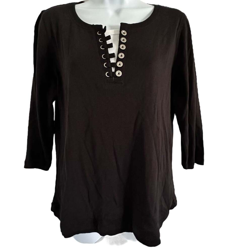 Christopher Banks Top women's size medium black 3/4 sleeve